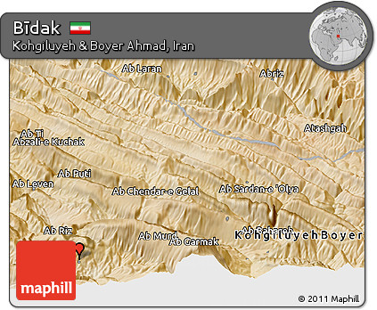 Satellite Panoramic Map of Bīdak