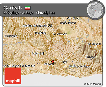 Satellite Panoramic Map of Garīveh