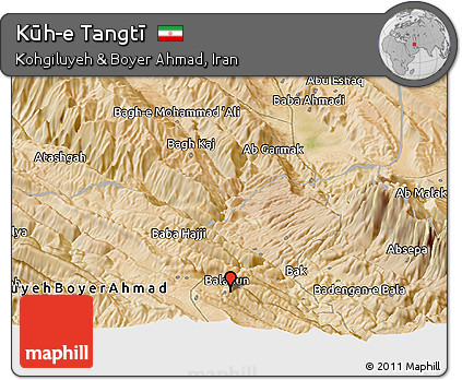 Satellite Panoramic Map of Kūh-e Tangtī