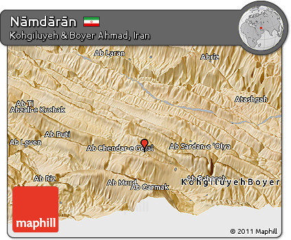 Satellite Panoramic Map of Nāmdārān