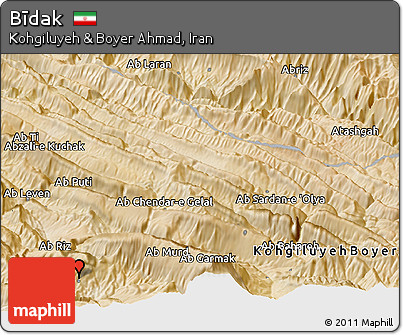 Satellite Panoramic Map of Bīdak