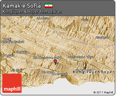 Satellite Panoramic Map of Kamak-e Soflá