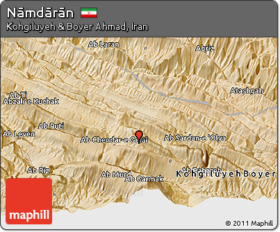 Satellite Panoramic Map of Nāmdārān