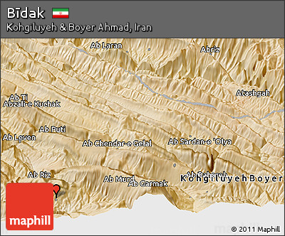 Satellite Panoramic Map of Bīdak