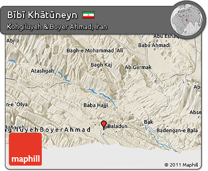 Shaded Relief Panoramic Map of Bībī Khātūneyn