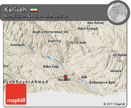 Shaded Relief Panoramic Map of Karīveh