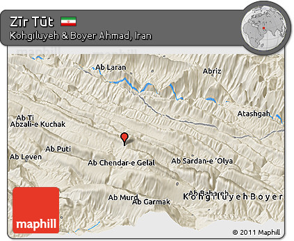 Shaded Relief Panoramic Map of Zīr Tūt