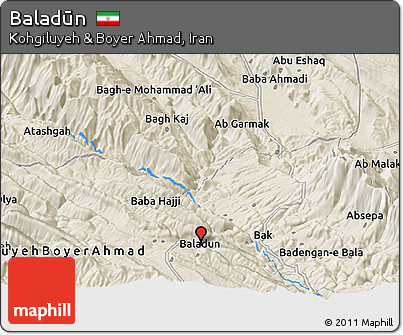 Shaded Relief Panoramic Map of Baladūn