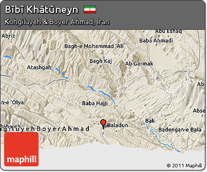 Shaded Relief Panoramic Map of Bībī Khātūneyn