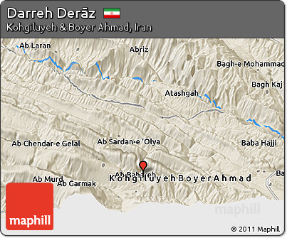 Shaded Relief Panoramic Map of Darreh Derāz