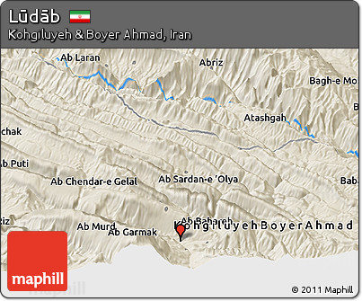 Shaded Relief Panoramic Map of Lūdāb