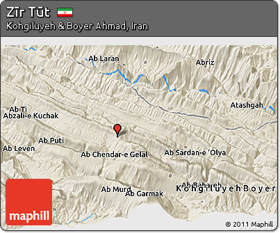 Shaded Relief Panoramic Map of Zīr Tūt
