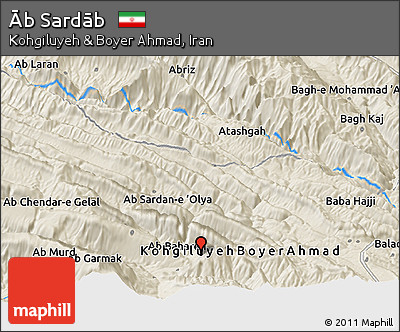 Shaded Relief Panoramic Map of Āb Sardāb