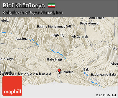 Shaded Relief Panoramic Map of Bībī Khātūneyn