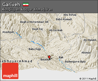 Shaded Relief Panoramic Map of Garīveh