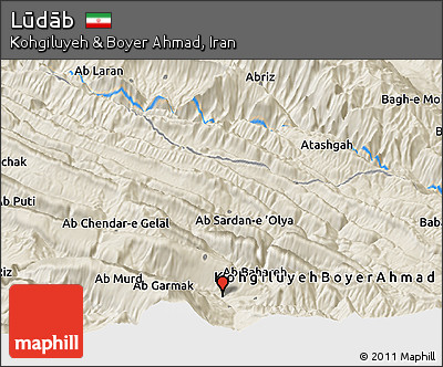 Shaded Relief Panoramic Map of Lūdāb