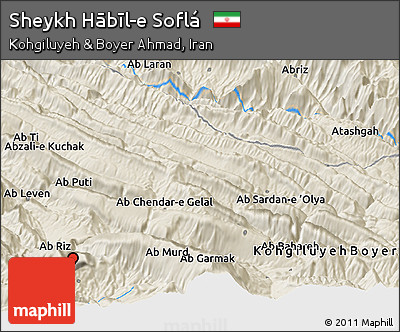 Shaded Relief Panoramic Map of Sheykh Hābīl-e Soflá