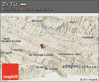 Shaded Relief Panoramic Map of Zīr Tūt