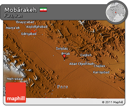 Physical 3D Map of Mobārakeh