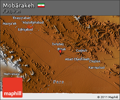 Physical 3D Map of Mobārakeh