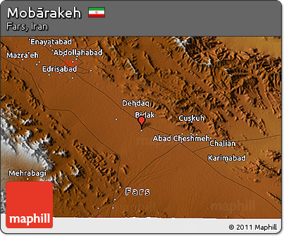 Physical 3D Map of Mobārakeh