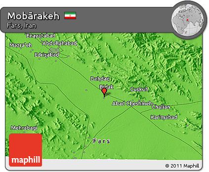 Political 3D Map of Mobārakeh