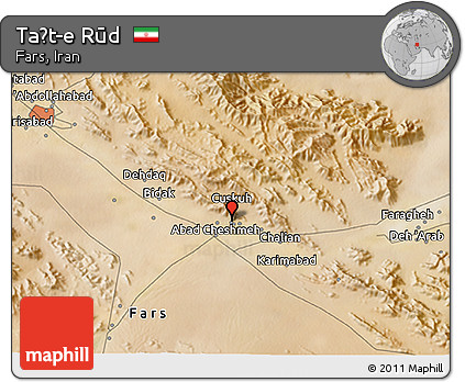 Satellite 3D Map of Taḩt-e Rūd