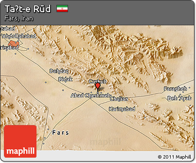 Satellite 3D Map of Taḩt-e Rūd