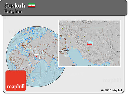 Gray Location Map of Cuskuh, hill shading