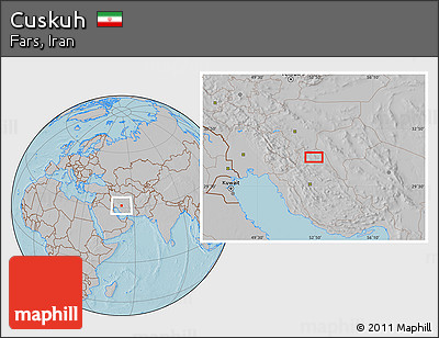 Gray Location Map of Cuskuh, hill shading