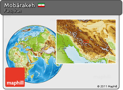 Physical Location Map of Mobārakeh