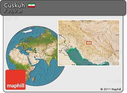 Satellite Location Map of Cuskuh