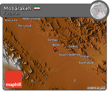 Physical Map of Mobārakeh