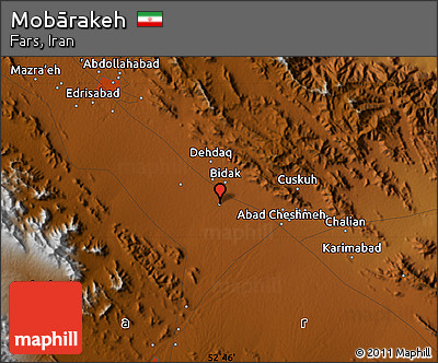 Physical Map of Mobārakeh