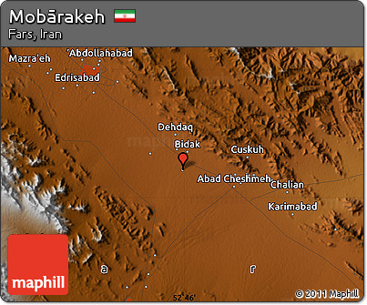 Physical Map of Mobārakeh