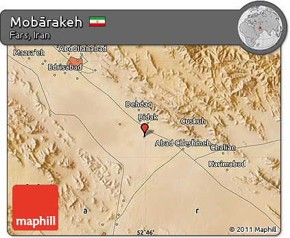 Satellite Map of Mobārakeh
