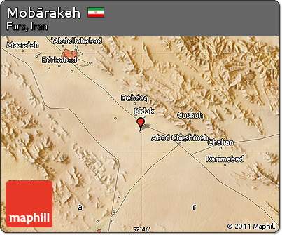 Satellite Map of Mobārakeh
