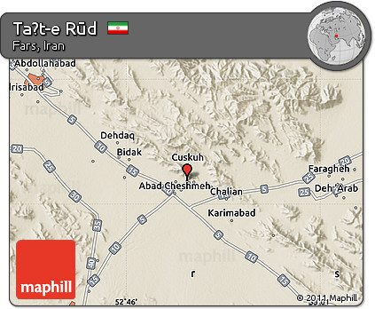 Shaded Relief Map of Taḩt-e Rūd