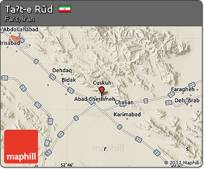 Shaded Relief Map of Taḩt-e Rūd