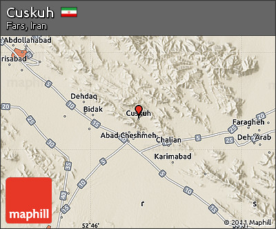 Shaded Relief Map of Cuskuh