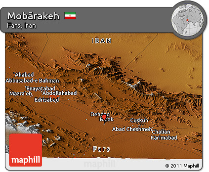 Physical Panoramic Map of Mobārakeh