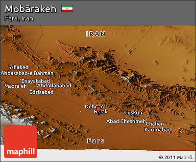 Physical Panoramic Map of Mobārakeh