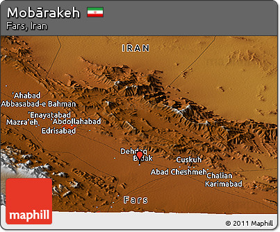 Physical Panoramic Map of Mobārakeh