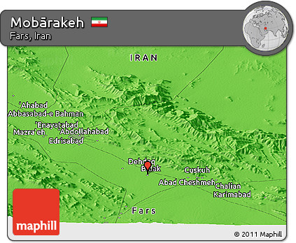 Political Panoramic Map of Mobārakeh