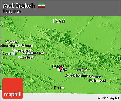 Political Panoramic Map of Mobārakeh