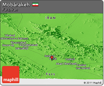 Political Panoramic Map of Mobārakeh