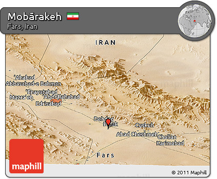 Satellite Panoramic Map of Mobārakeh