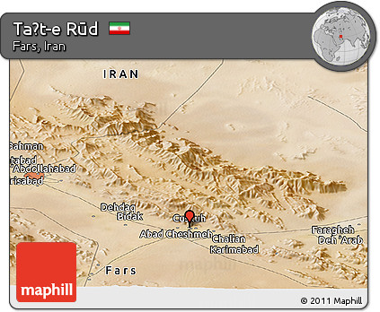 Satellite Panoramic Map of Taḩt-e Rūd