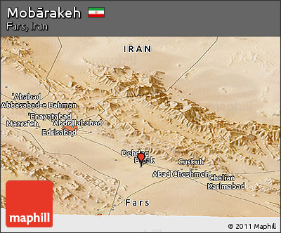 Satellite Panoramic Map of Mobārakeh