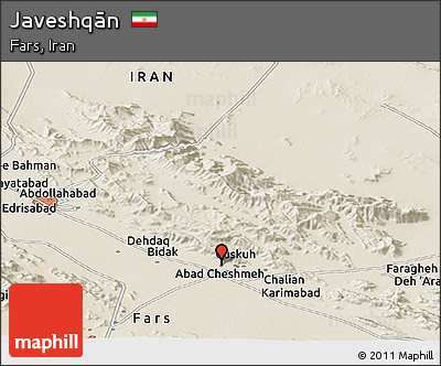 Shaded Relief Panoramic Map of Javeshqān